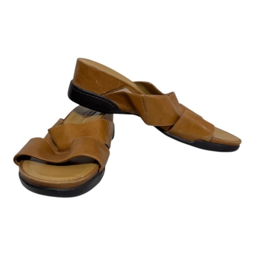 Rockport Sandals Womens Size 9 Wedge Slide Brown Leather Comfort
